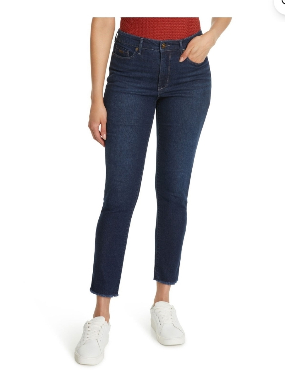 Nine West Dark Blue Gramercy Crop Straight Jeans